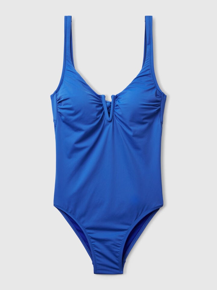 Benetton One-piece Swimsuit With V Detail Bright Blue