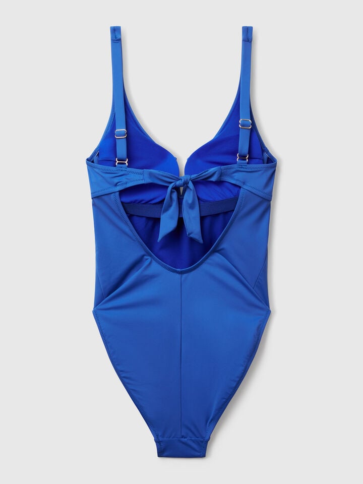 Benetton One-piece Swimsuit With V Detail Bright Blue