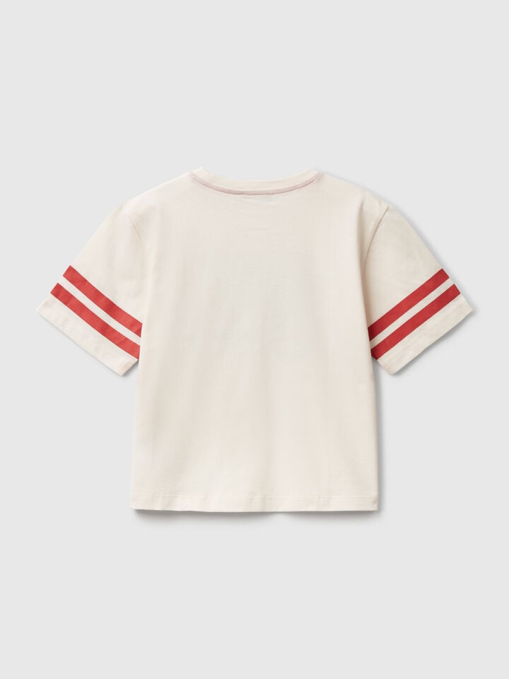 Benetton Oversized Fit T-shirt With Photographic Print Creamy White