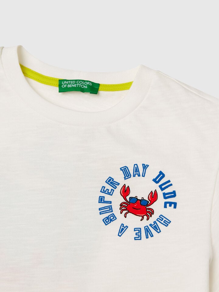 Benetton Oversized T-shirt In Lightweight Cotton White