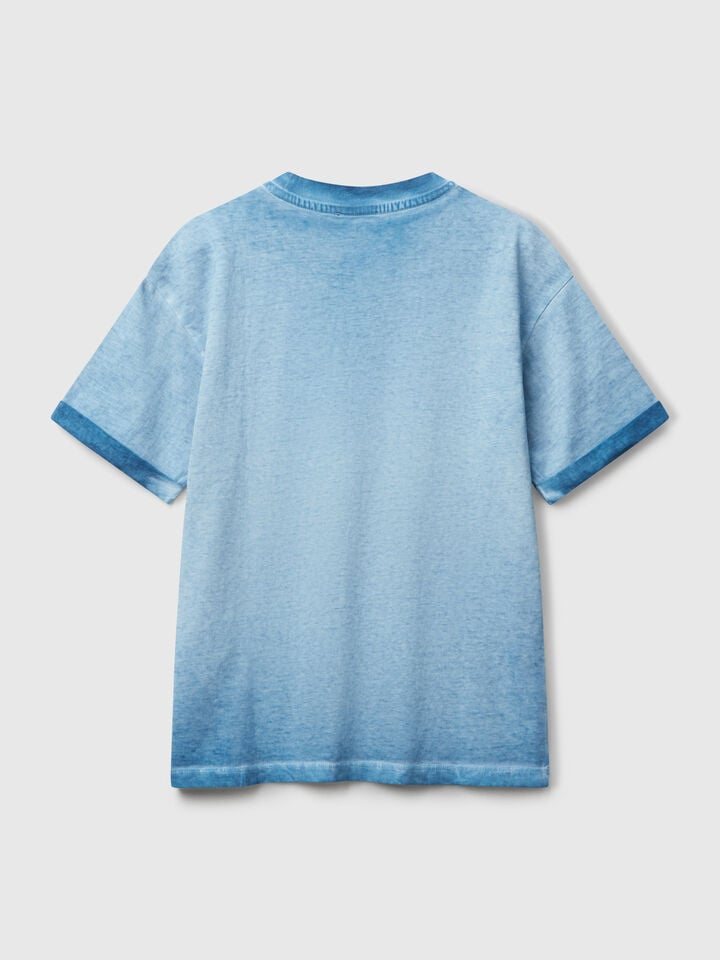 Benetton Oversized T-shirt With Embroidery Light Blue