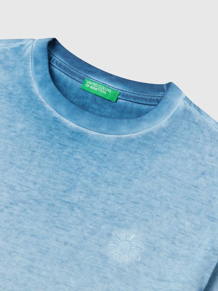 Benetton Oversized T-shirt With Embroidery Light Blue