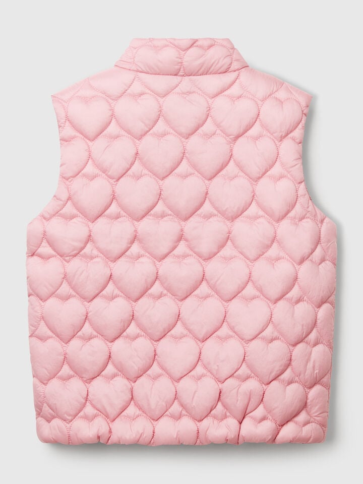 Benetton Padded Vest With Heart-shaped Quilting Pink
