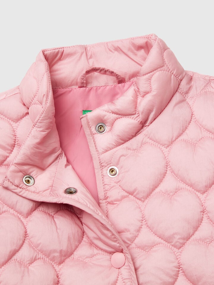 Benetton Padded Vest With Heart-shaped Quilting Pink