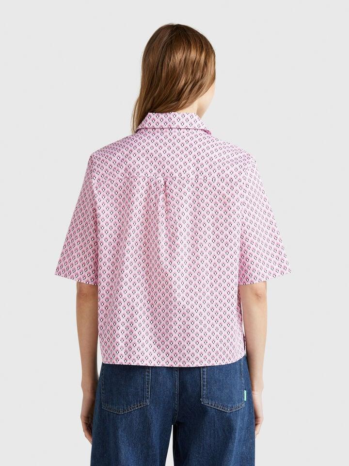 Benetton Patterned Shirt In Lightweight Cotton Multi-color