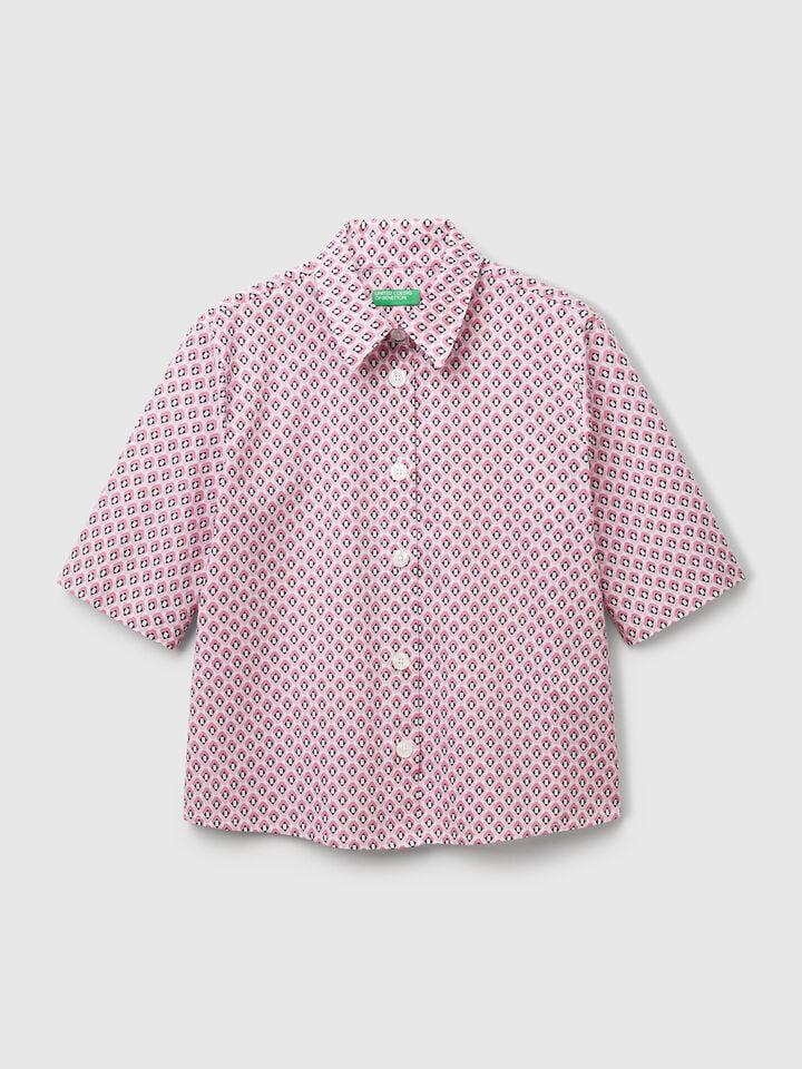 Benetton Patterned Shirt In Lightweight Cotton Multi-color