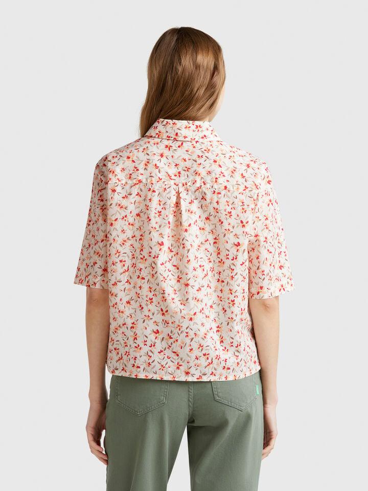 Benetton Patterned Shirt In Lightweight Cotton Multi-color