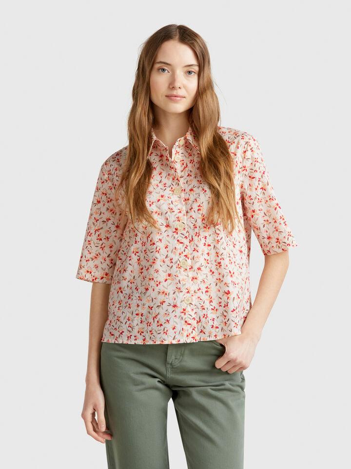 benetton Patterned shirt in lightweight cotton Multi-color