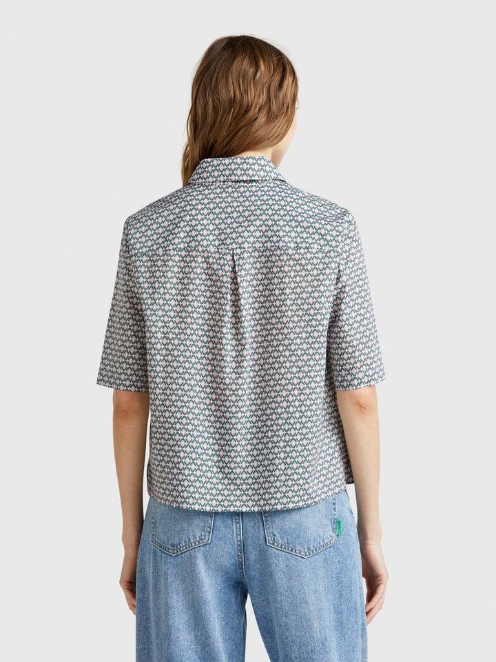 Benetton Patterned Shirt In Lightweight Cotton Multi-color