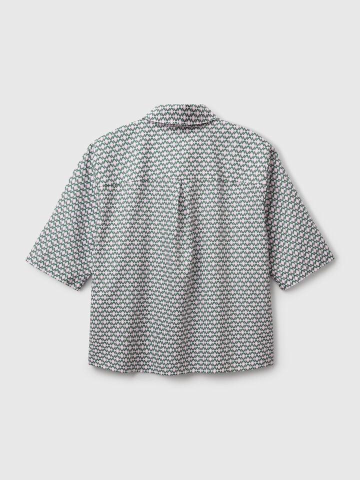 Benetton Patterned Shirt In Lightweight Cotton Multi-color