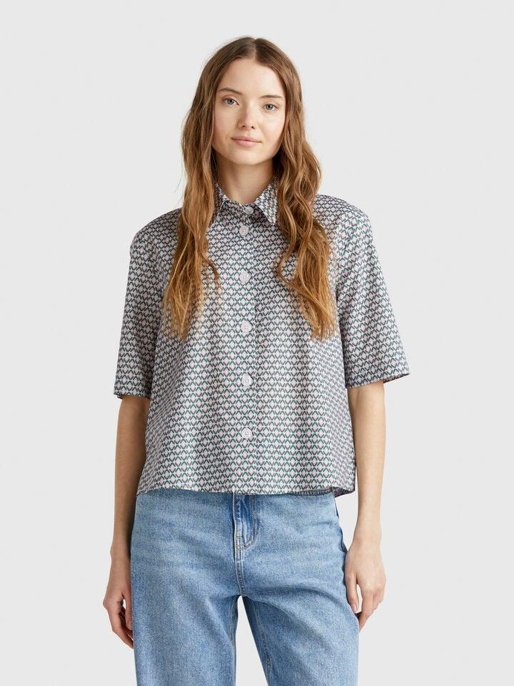 benetton Patterned shirt in lightweight cotton Multi-color