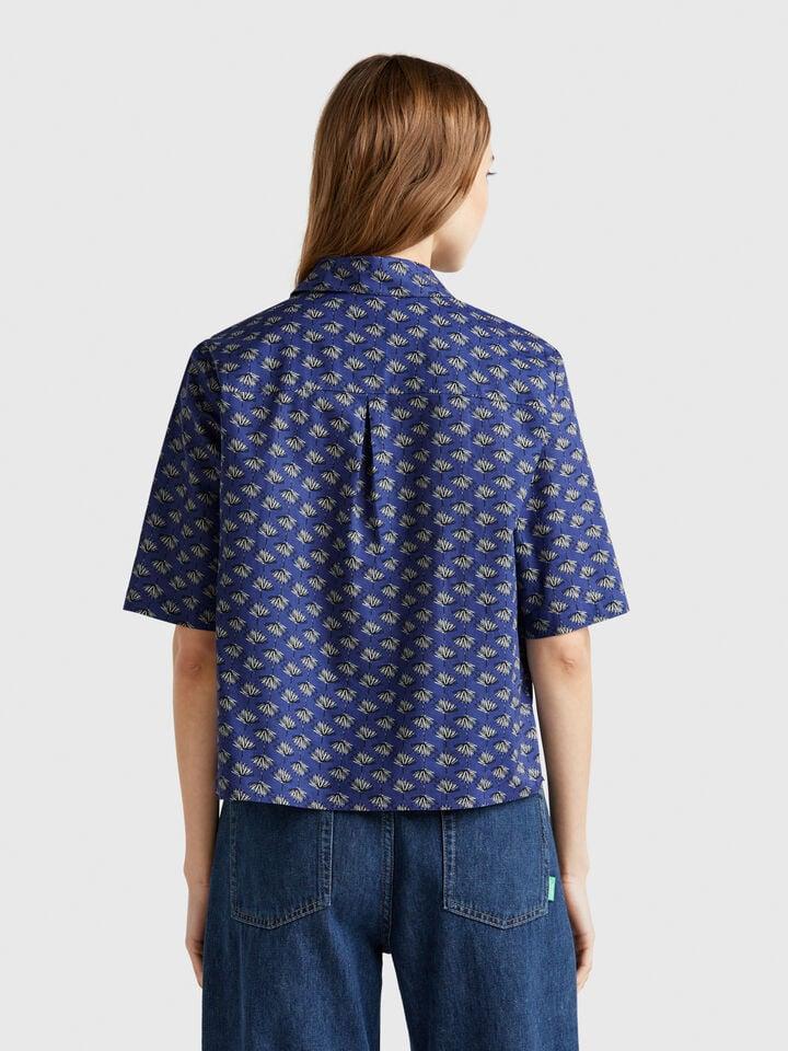 Benetton Patterned Shirt In Lightweight Cotton Multi-color