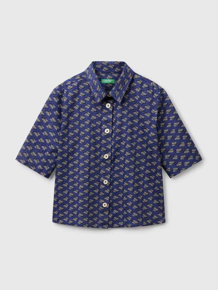 Benetton Patterned Shirt In Lightweight Cotton Multi-color