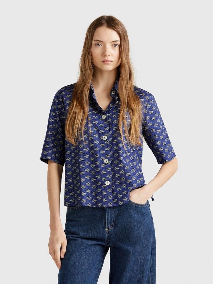 benetton Patterned shirt in lightweight cotton Multi-color