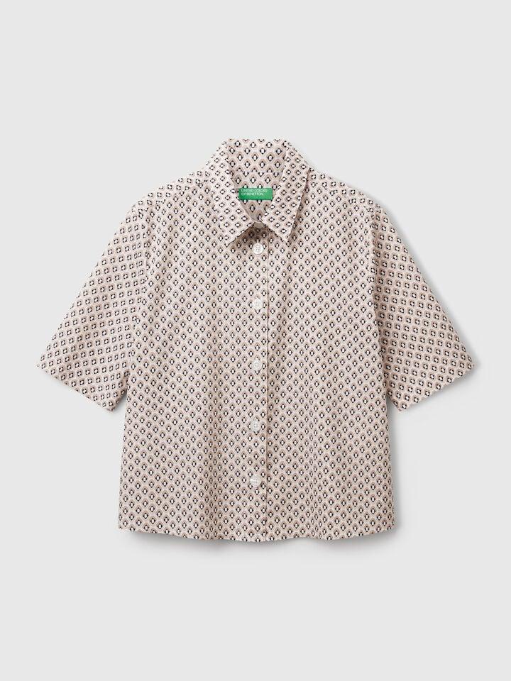 Benetton Patterned Shirt In Lightweight Cotton Multi-color