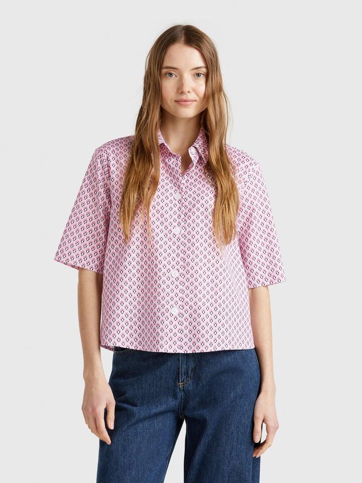 benetton Patterned shirt in lightweight cotton Multi-color