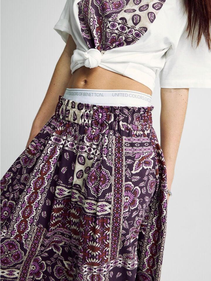 Benetton Pencil Skirt With Bandana Print Multi-color