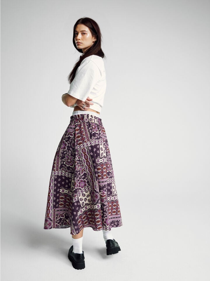 Benetton Pencil Skirt With Bandana Print Multi-color