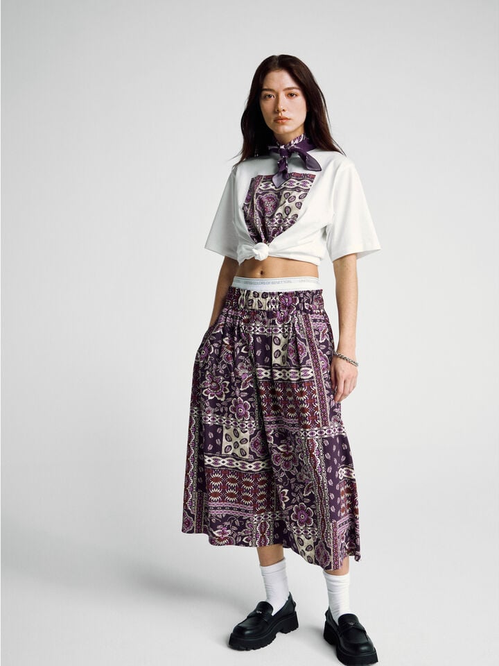 benetton Pencil skirt with bandana print Multi-color