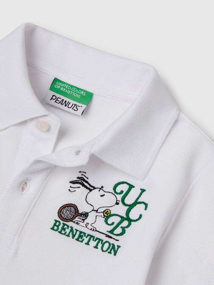 Benetton Polo With Snoopy Embroidery ©Peanuts White
