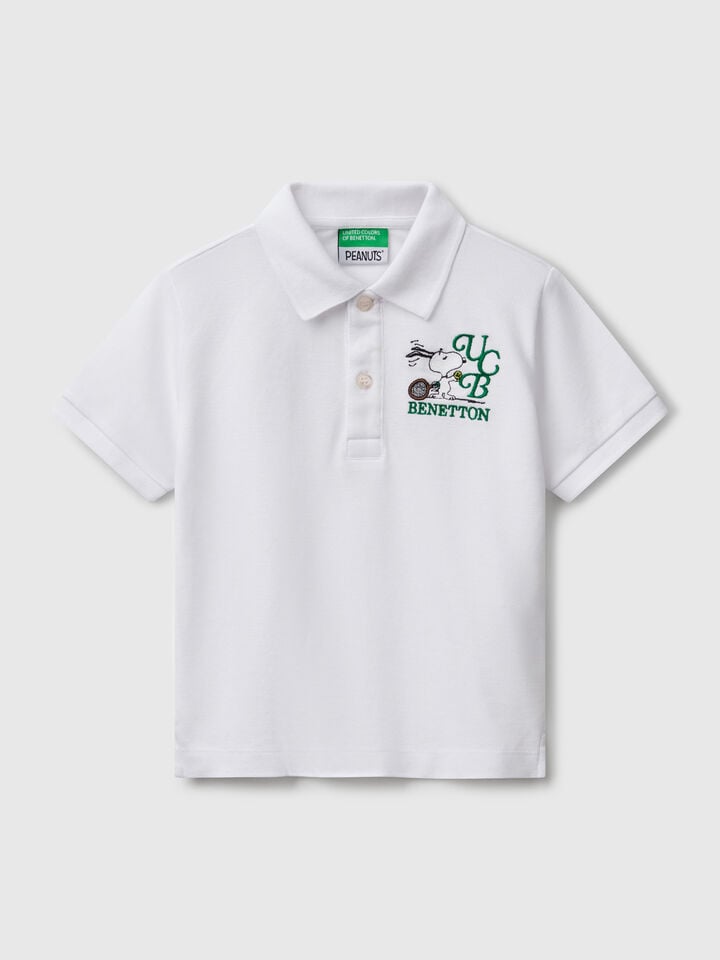 benetton Polo with Snoopy embroidery ©Peanuts White