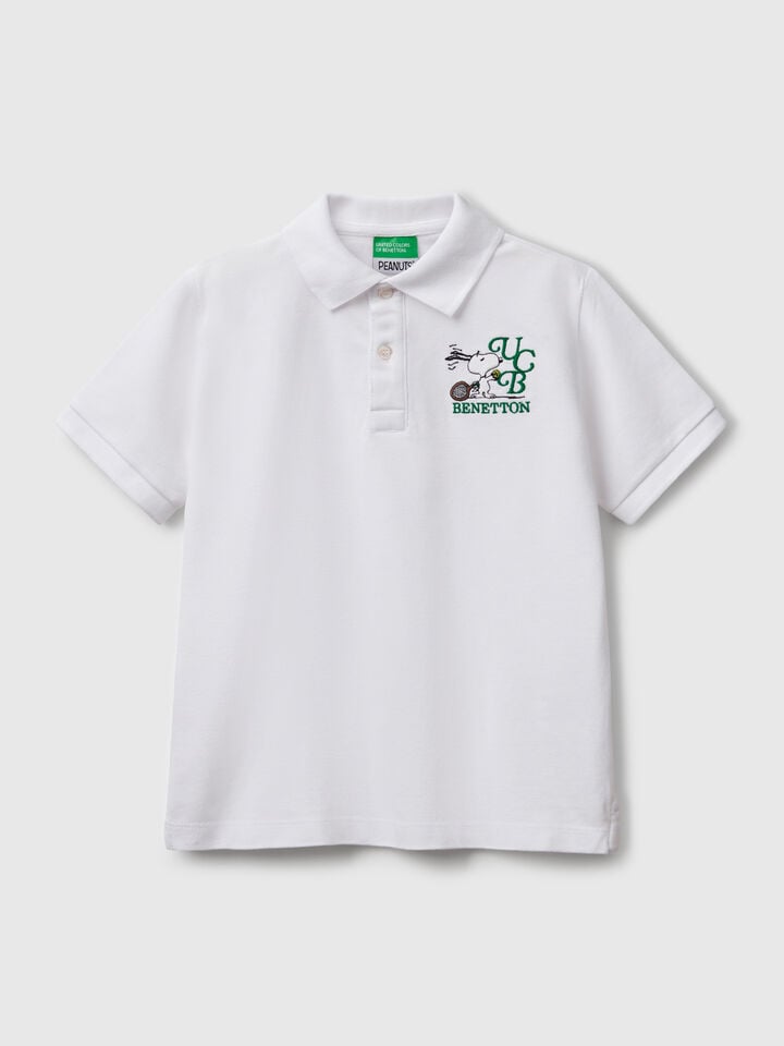 benetton Polo with Snoopy embroidery ©Peanuts White