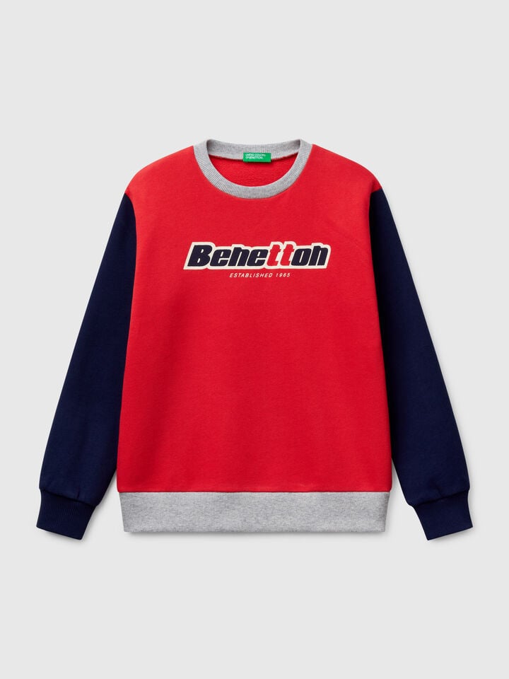 benetton Pure cotton sweatshirt with print Multi-color