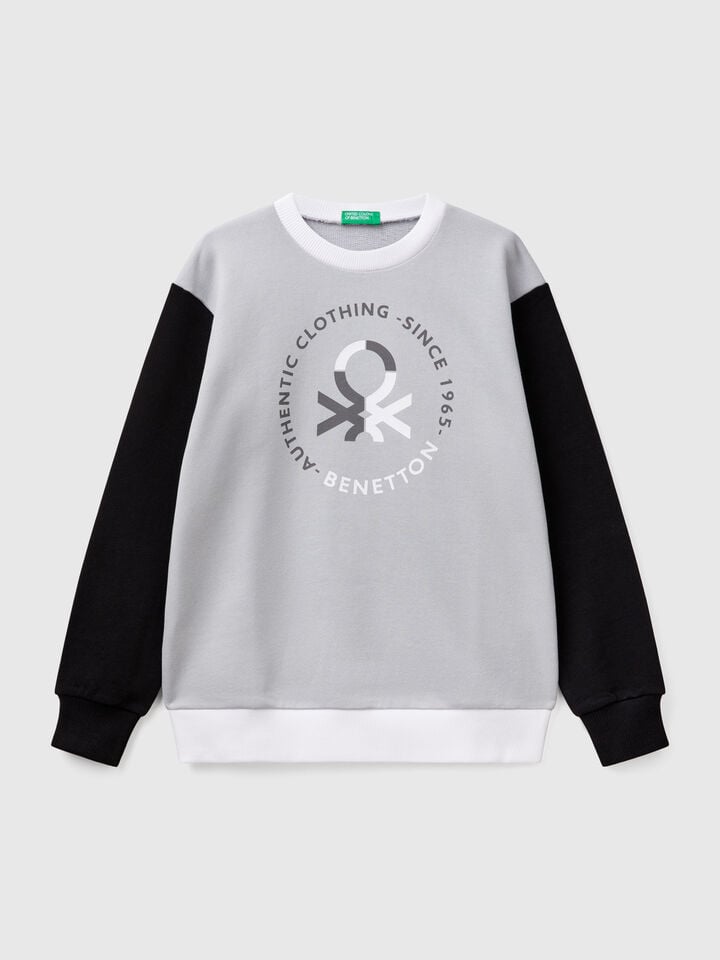 benetton Pure cotton sweatshirt with print Multi-color