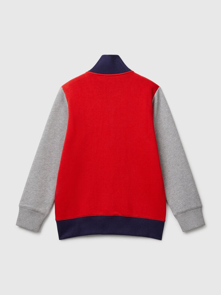 Benetton Pure Cotton Sweatshirt With Zipper Multi-color