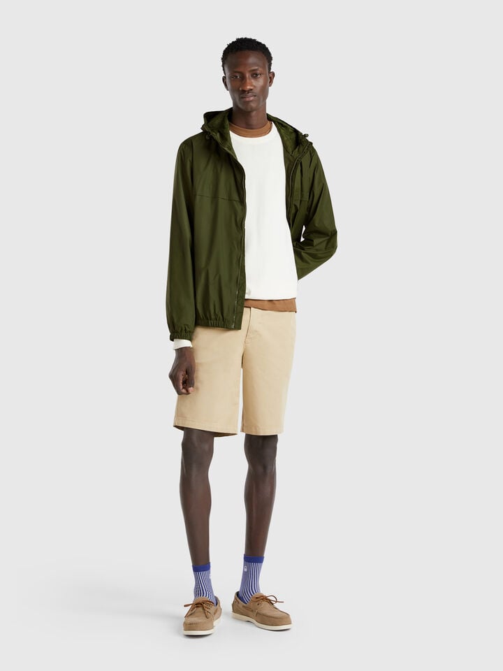 Benetton Rain Defender Jacket With Hood Military Green