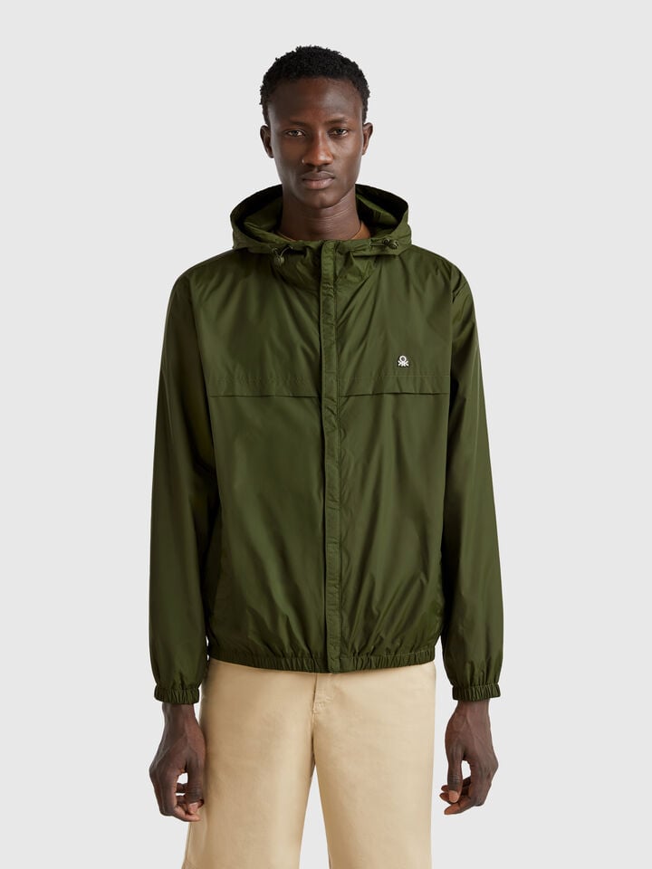 benetton Rain Defender jacket with hood Military Green
