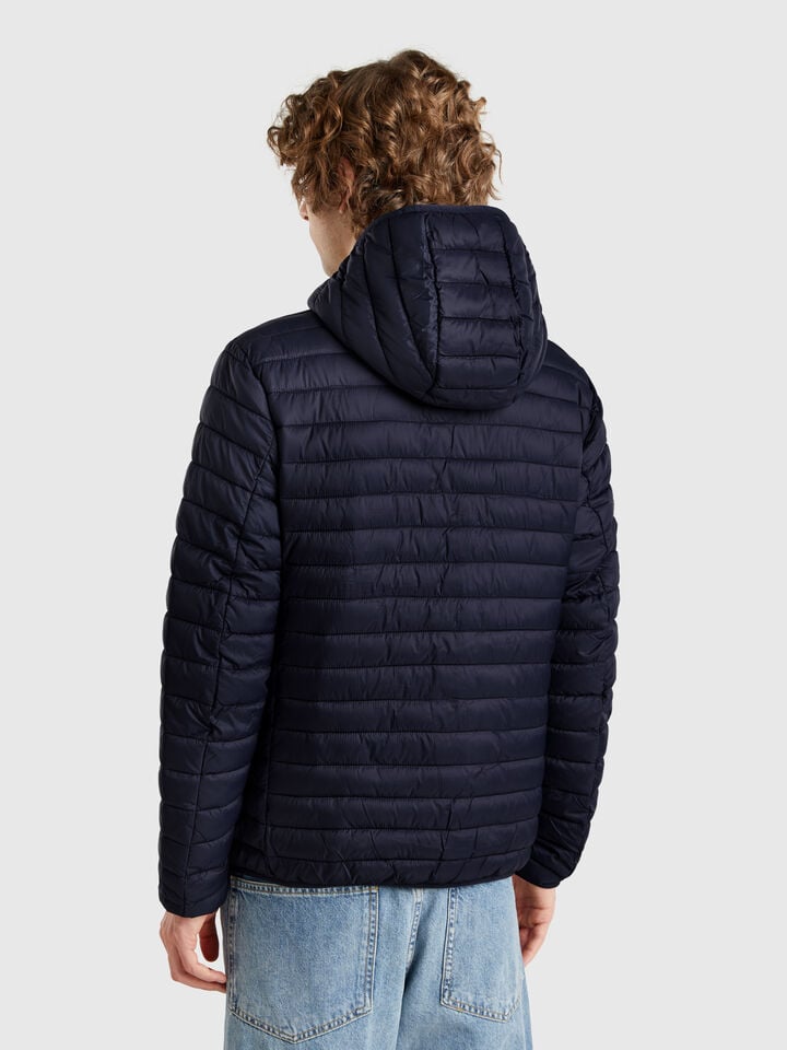 Benetton Regular Fit Puffer Jacket With Padding Dark Blue