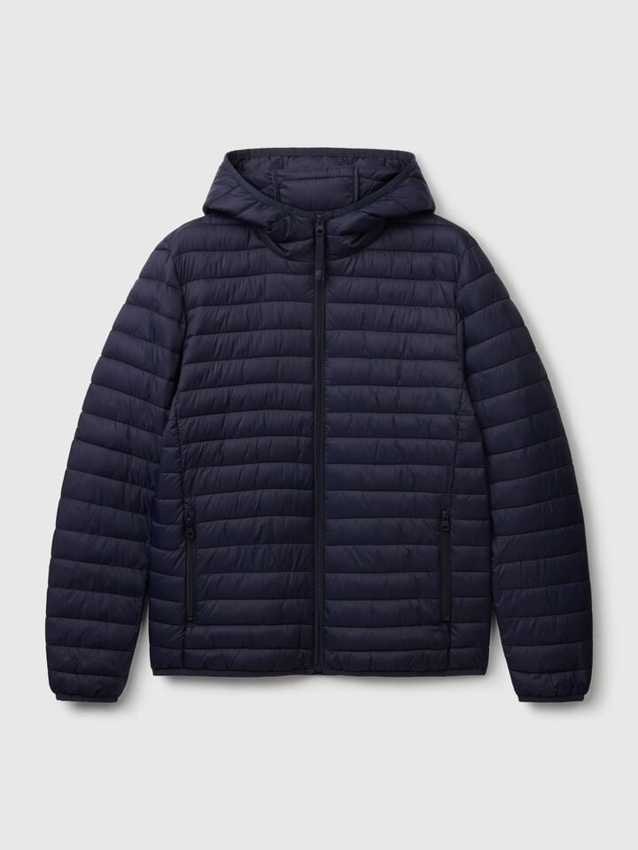 Benetton Regular Fit Puffer Jacket With Padding Dark Blue