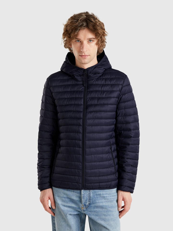 Benetton Regular Fit Puffer Jacket With Padding Dark Blue