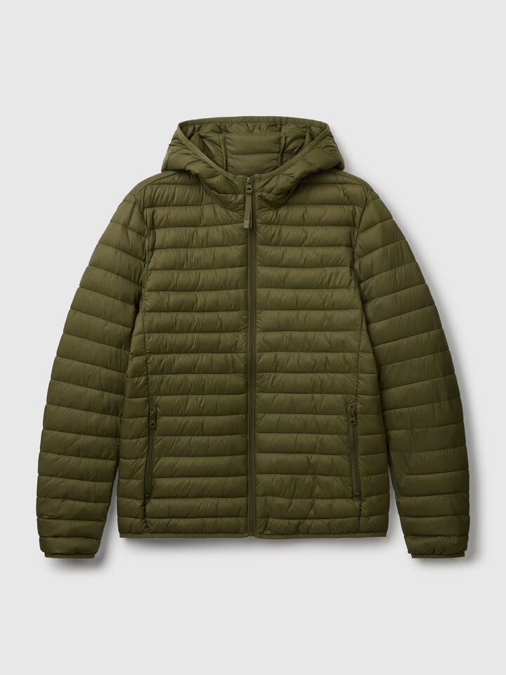 Benetton Regular Fit Puffer Jacket With Padding Military Green