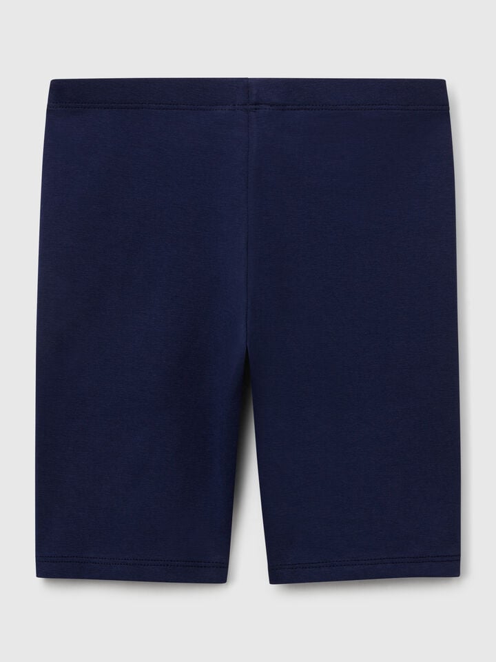Benetton Short Leggings In Stretch Cotton Dark Blue