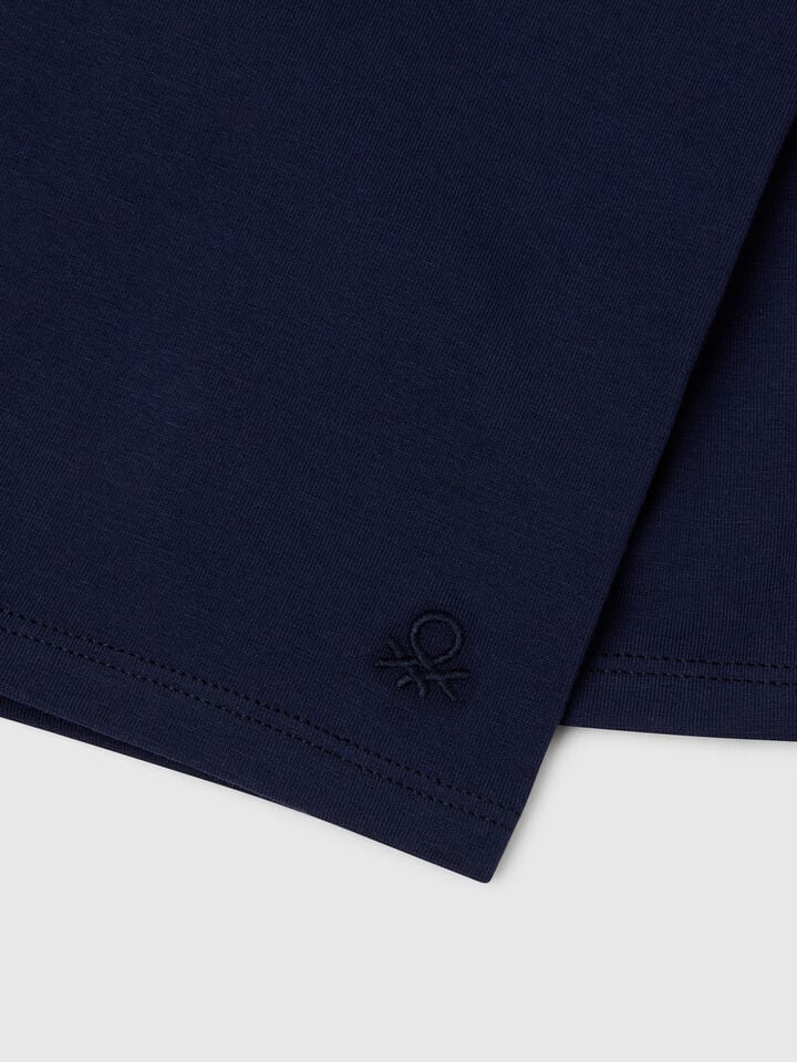 Benetton Short Leggings In Stretch Cotton Dark Blue