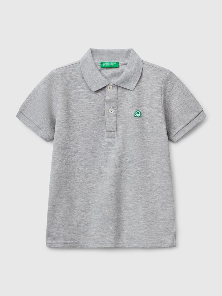 benetton Short sleeve polo in pure cotton Light Gray
