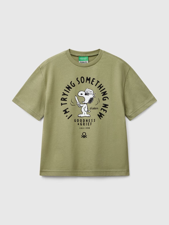 Benetton Short Sleeve Snoopy ©Peanuts T-shirt Olive Green