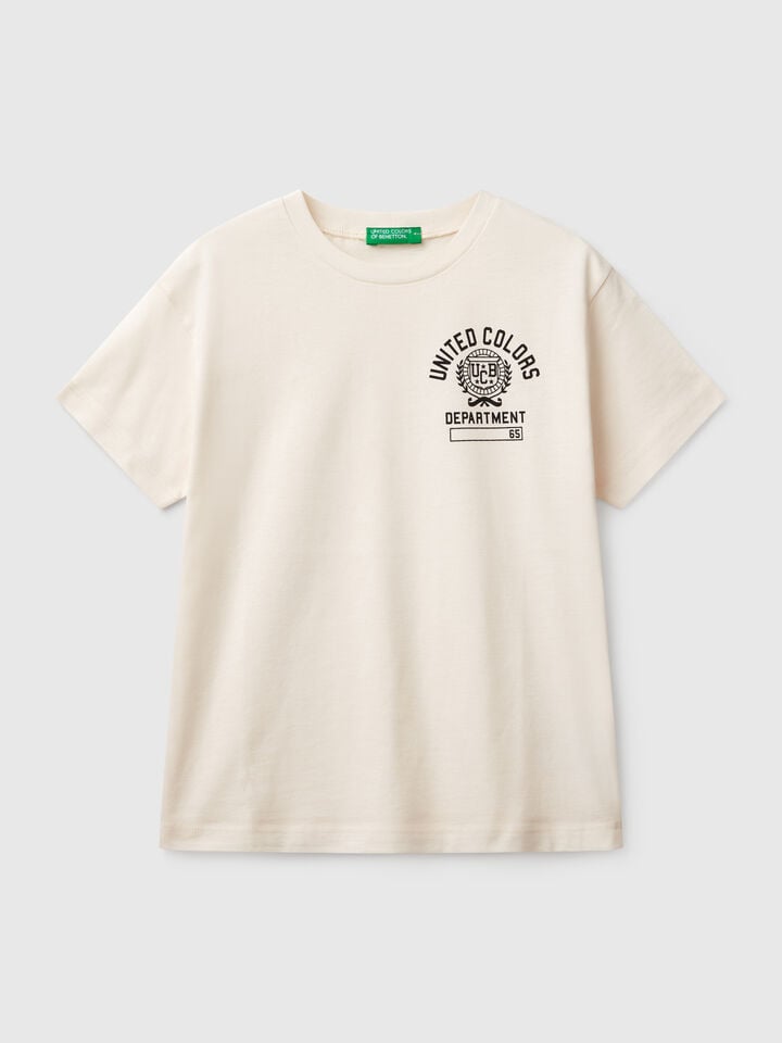 benetton Short sleeve t-shirt in 100% cotton Creamy White