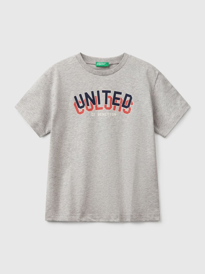 benetton Short sleeve t-shirt in 100% cotton Light Gray