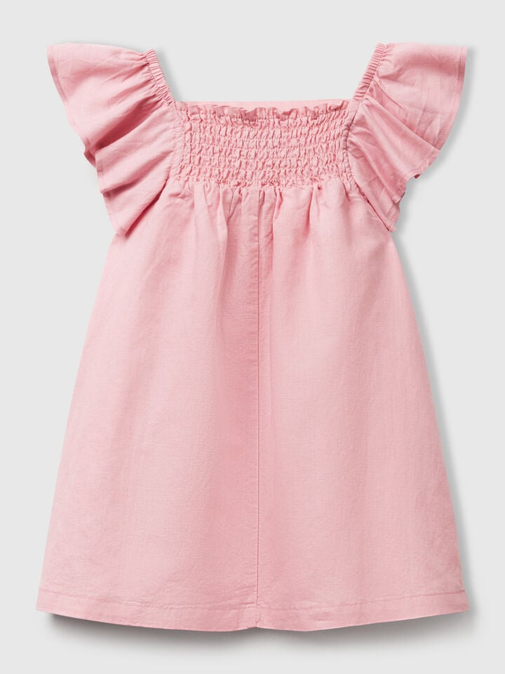 Benetton Sleeveless Dress With Flower Applique Pink