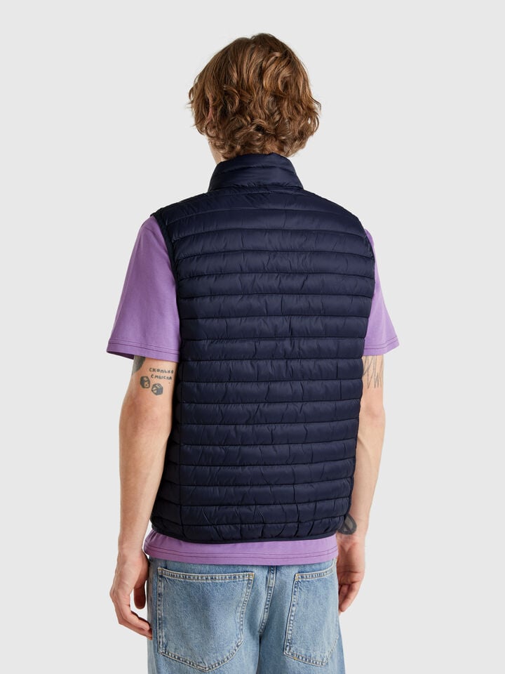 Benetton Sleeveless Regular Fit Jacket With Padding Dark Blue