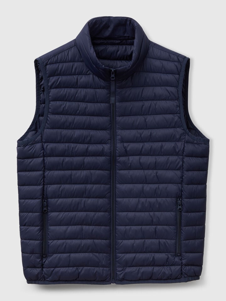 Benetton Sleeveless Regular Fit Jacket With Padding Dark Blue