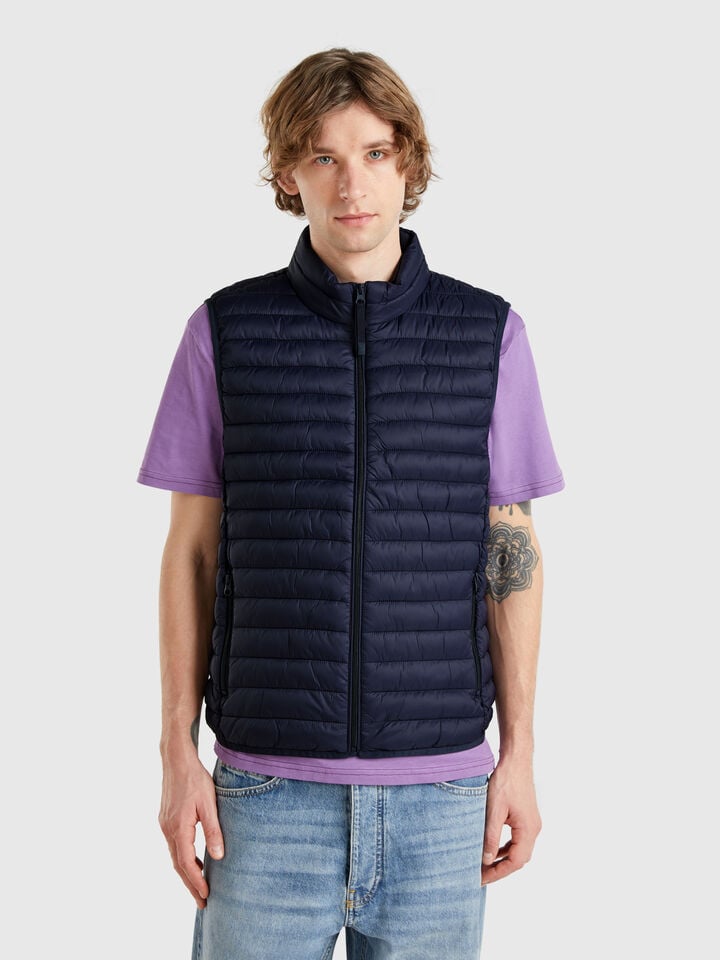 benetton Sleeveless regular fit jacket with padding Dark Blue