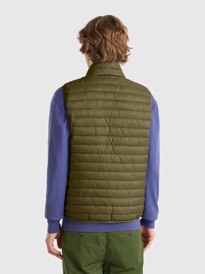 Benetton Sleeveless Regular Fit Jacket With Padding Military Green