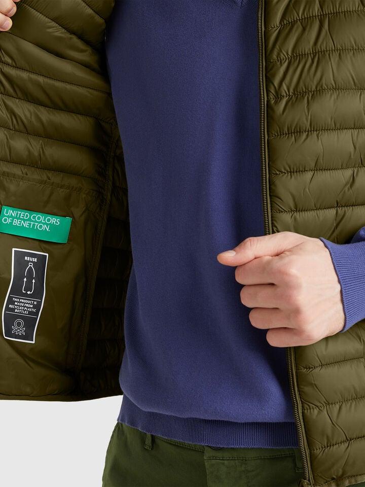 Benetton Sleeveless Regular Fit Jacket With Padding Military Green