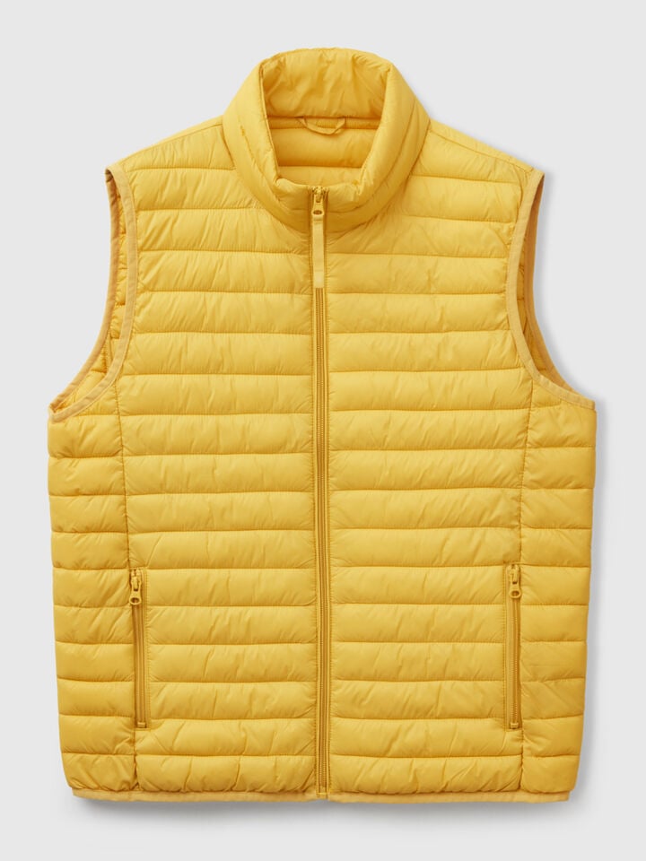 Benetton Sleeveless Regular Fit Jacket With Padding Mustard