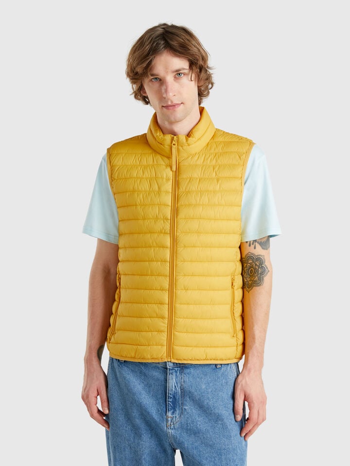 benetton Sleeveless regular fit jacket with padding Mustard