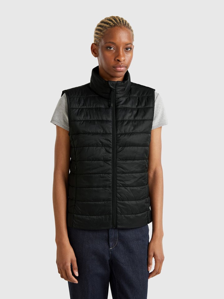 benetton Sleeveless slim fit jacket with padding Black